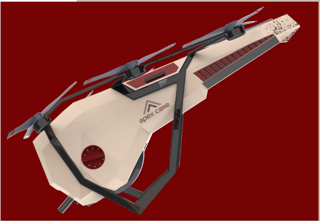 Render of the Apex Care drone in flight position